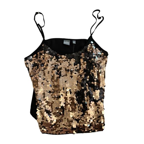 SOHO 2 Pc Gold Sequin Tank Mini Skirt M Party Glam Cocktail Date Sexy Holiday - Picture 4 of 12